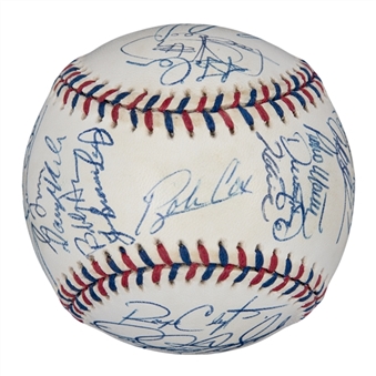 1997 National League All Star Team Signed Baseball with 30+ Signatures Including  Randy Johnson, Tony Gwynn and Bobby Cox (Beckett)